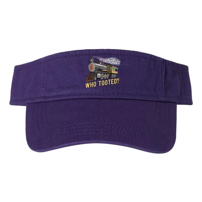 Funny Train Lovers & Railroad Vintage Retro Locomotive Gifts Who Tooted Valucap Bio-Washed Visor