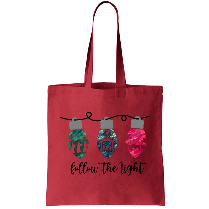 Follow The Light Christ Xmas Light Tote Bag