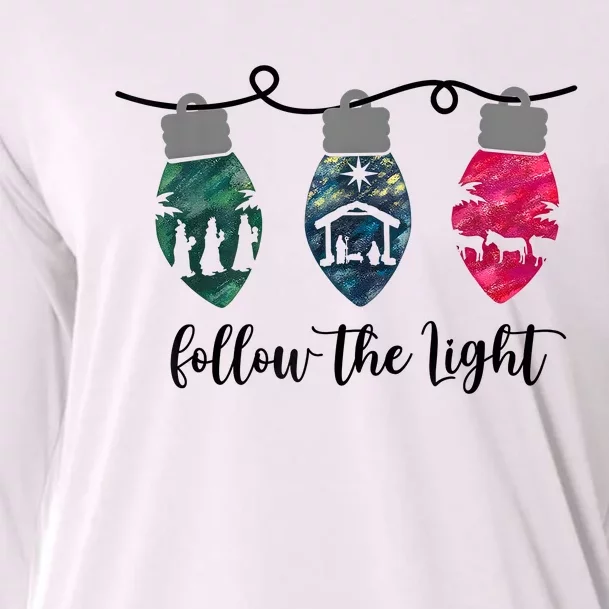 Follow The Light Christ Xmas Light Cooling Performance Long Sleeve Crew