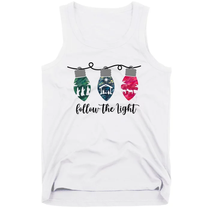 Follow The Light Christ Xmas Light Tank Top