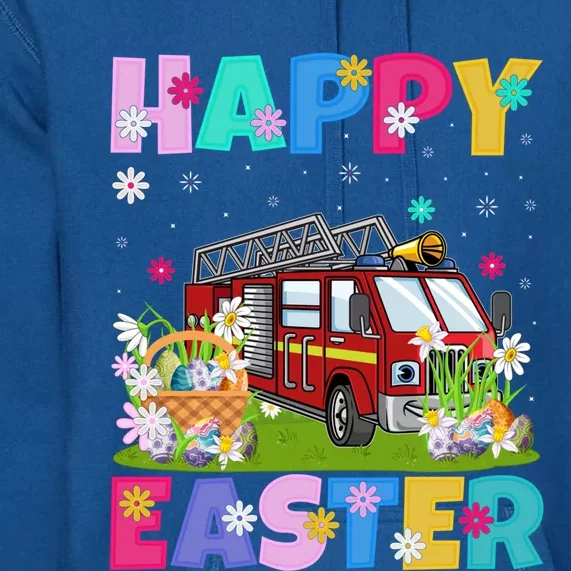 Fire Truck Lover Happy Easter Bunny Fire Truck Easter Sunday Gift Premium Hoodie