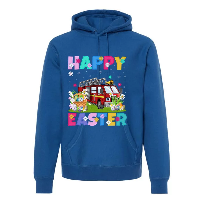 Fire Truck Lover Happy Easter Bunny Fire Truck Easter Sunday Gift Premium Hoodie