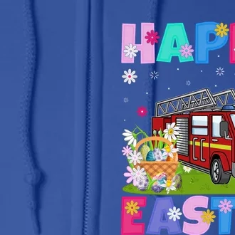 Fire Truck Lover Happy Easter Bunny Fire Truck Easter Sunday Gift Full Zip Hoodie