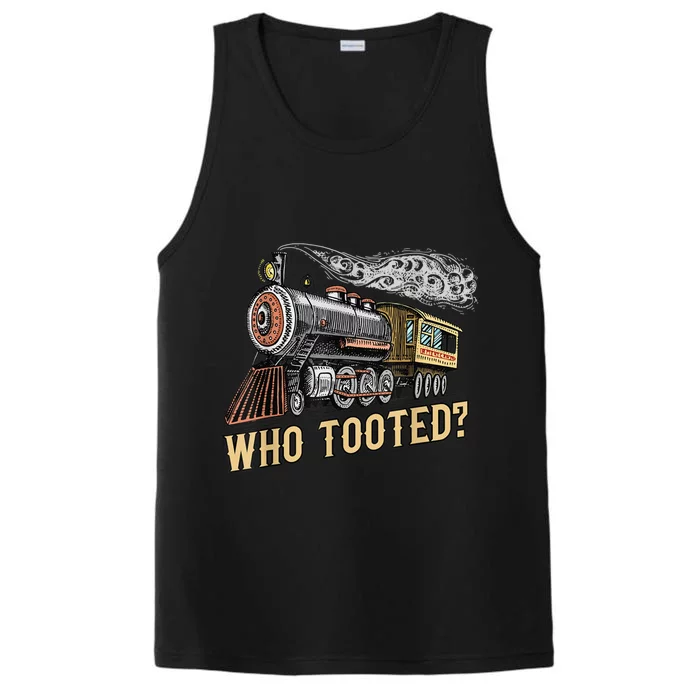 Funny Train Lovers & Railroad Vintage Retro Locomotive Gifts Performance Tank