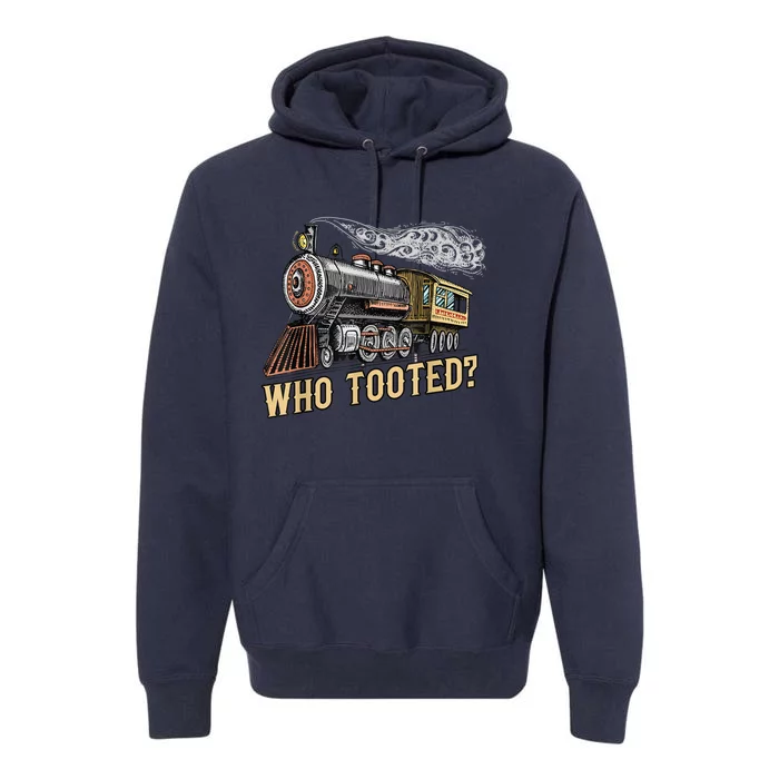 Funny Train Lovers & Railroad Vintage Retro Locomotive Gifts Premium Hoodie