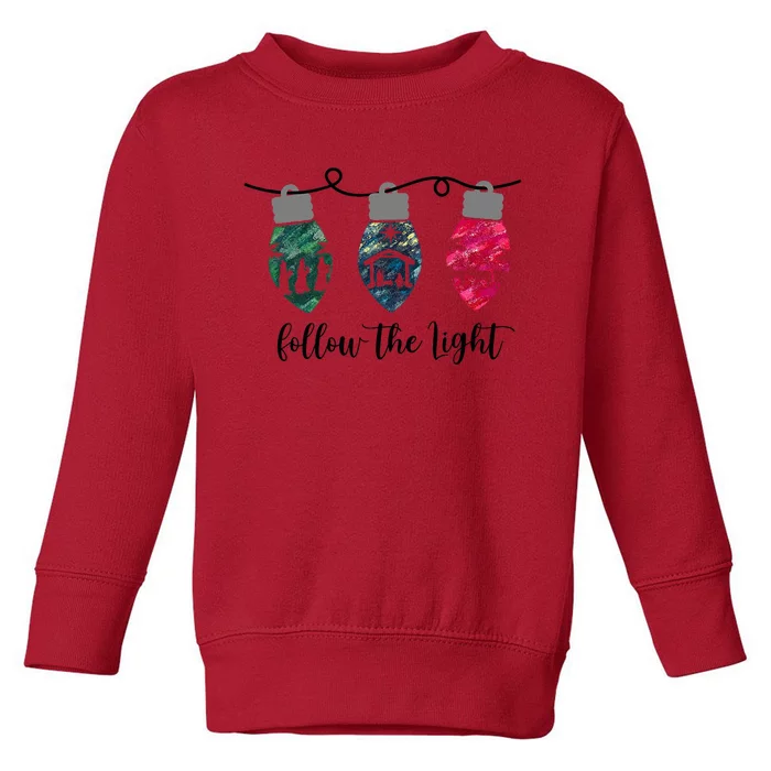 Follow the Light Christ Xmas Light Toddler Sweatshirt