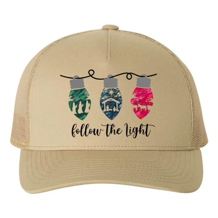 Follow the Light Christ Xmas Light Yupoong Adult 5-Panel Trucker Hat