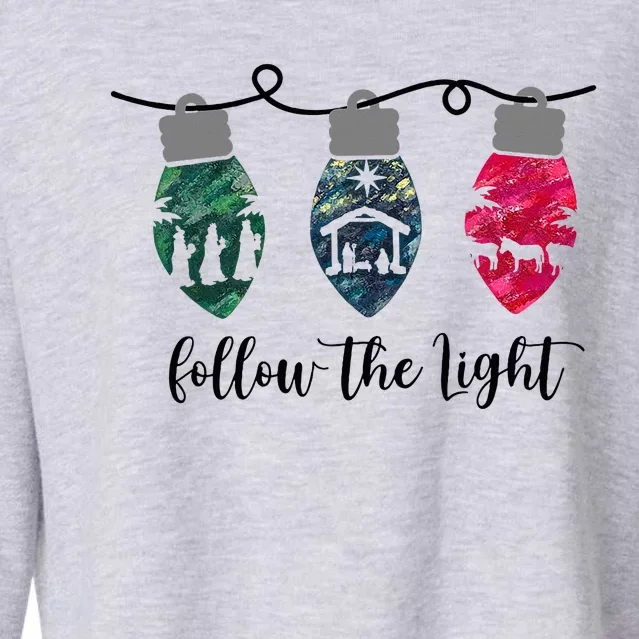 Follow the Light Christ Xmas Light Cropped Pullover Crew