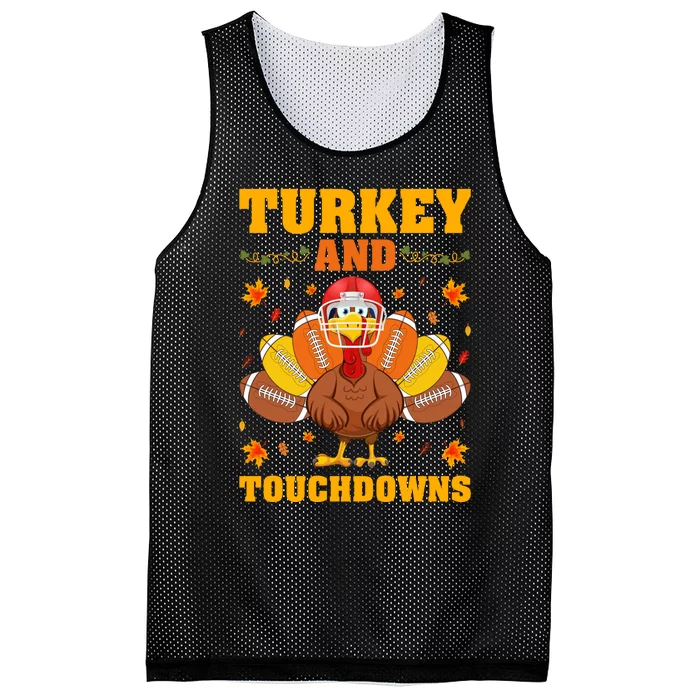 Funny Turkey Lover Turkey And Touchdowns Thanksgiving Mesh Reversible Basketball Jersey Tank