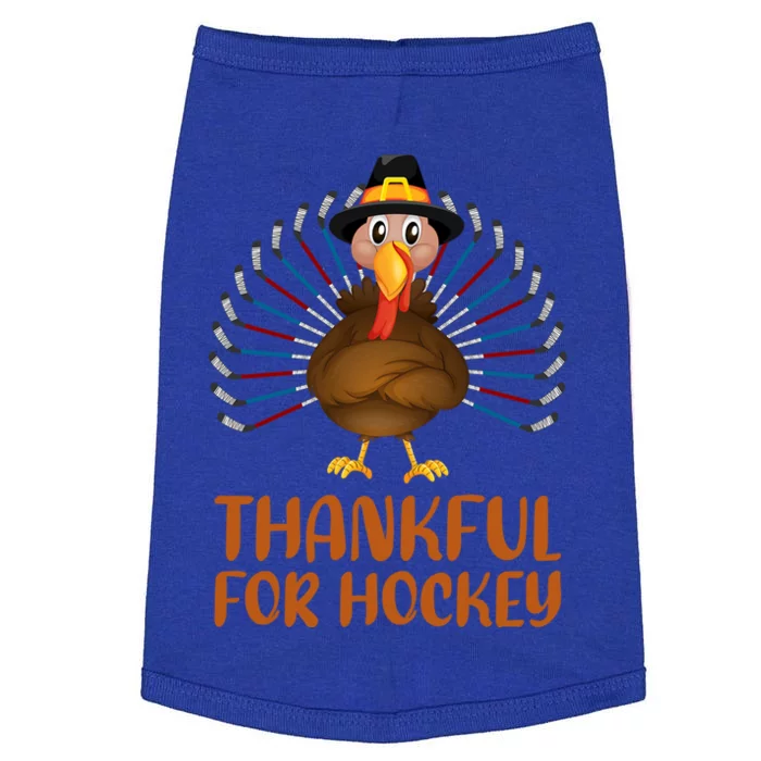 Funny Turkey Lover Thankful For Hockey Thanksgiving Cool Gift Doggie Tank