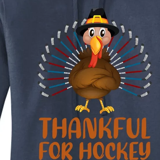 Funny Turkey Lover Thankful For Hockey Thanksgiving Cool Gift Women's Pullover Hoodie