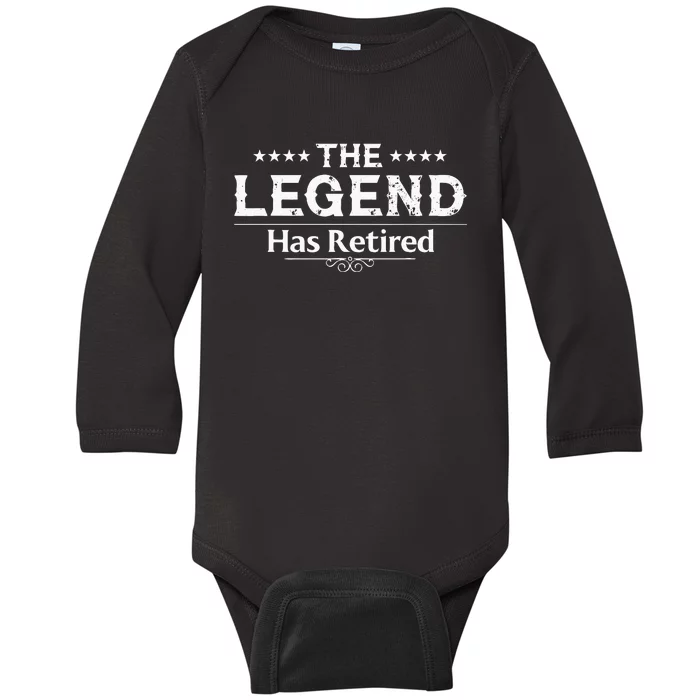 Funny The Legend Has Retired Gift For Men Women Retirement Baby Long Sleeve Bodysuit