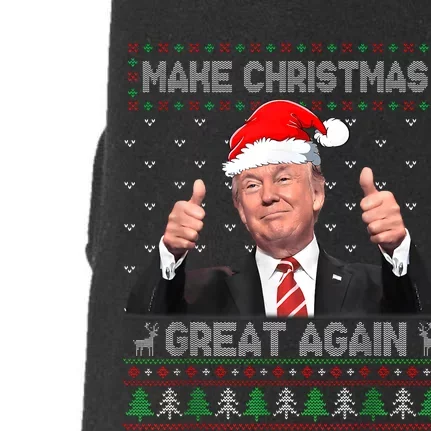 Funny Trump Make Christmas Great Again Ugly Sweater Xmas Doggie 3-End Fleece Hoodie