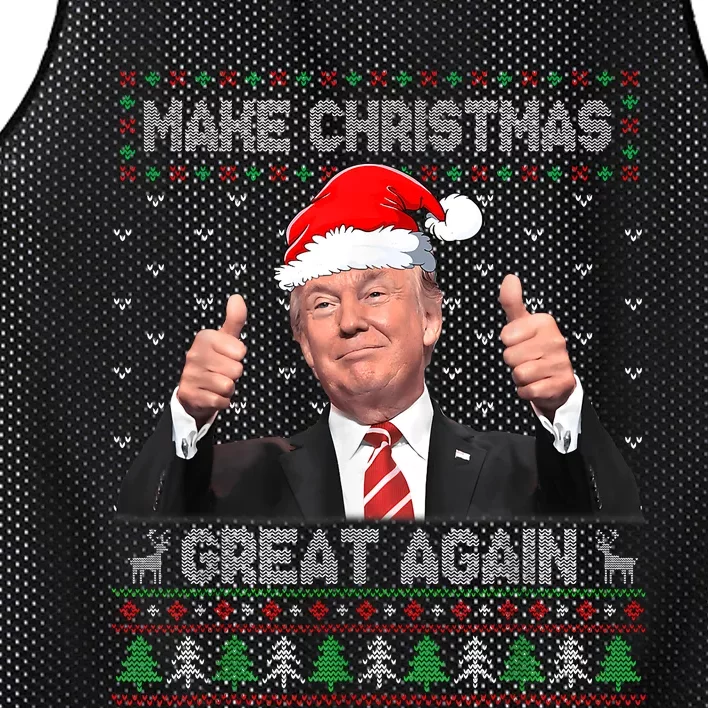 Funny Trump Make Christmas Great Again Ugly Sweater Xmas Mesh Reversible Basketball Jersey Tank