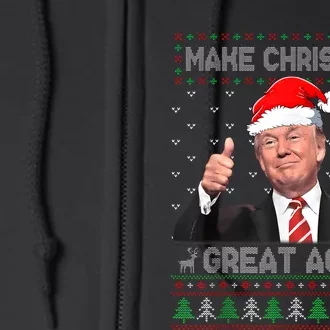 Funny Trump Make Christmas Great Again Ugly Sweater Xmas Full Zip Hoodie