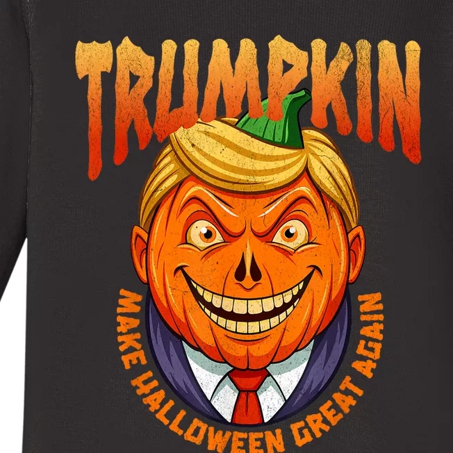 Funny Trumpkin Make Halloween Great Again America Humor Baby Long Sleeve Bodysuit