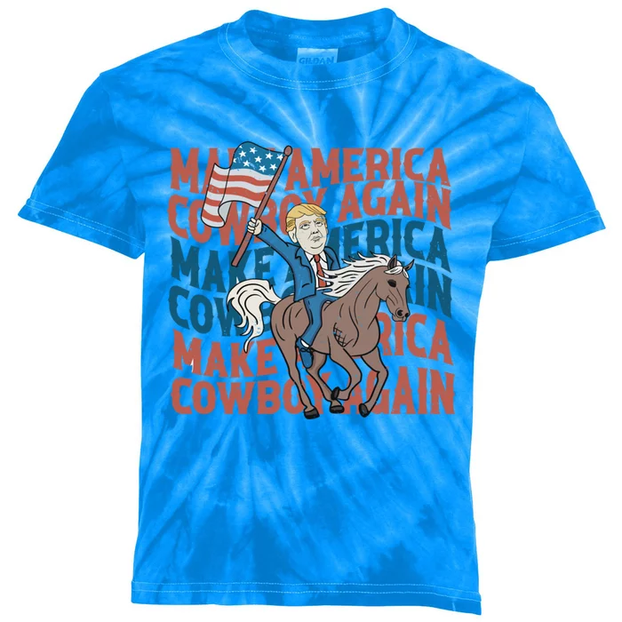 Funny Trump Make America Cow Cow Again 4th Of July Gift Kids Tie-Dye T-Shirt