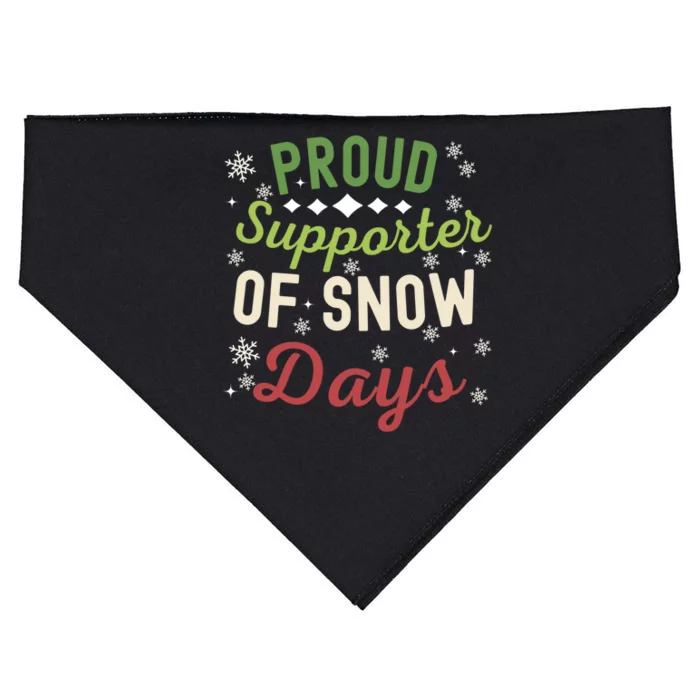 Funny Teacher Merry Christmas Proud Supporter Of Snow Days Great Gift USA-Made Doggie Bandana