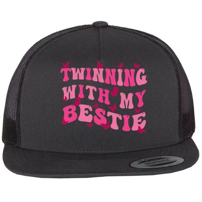 Funny Twin Matching Twins Day Friend Twinning with My Bestie Flat Bill Trucker Hat