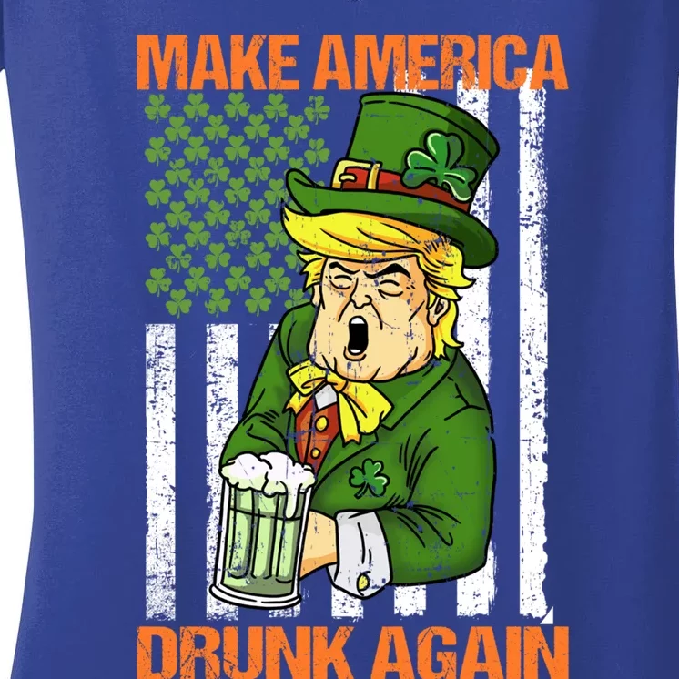 Funny Trump Make America Drunk Again Beer St Patricks Day Cute Gift Women's V-Neck T-Shirt