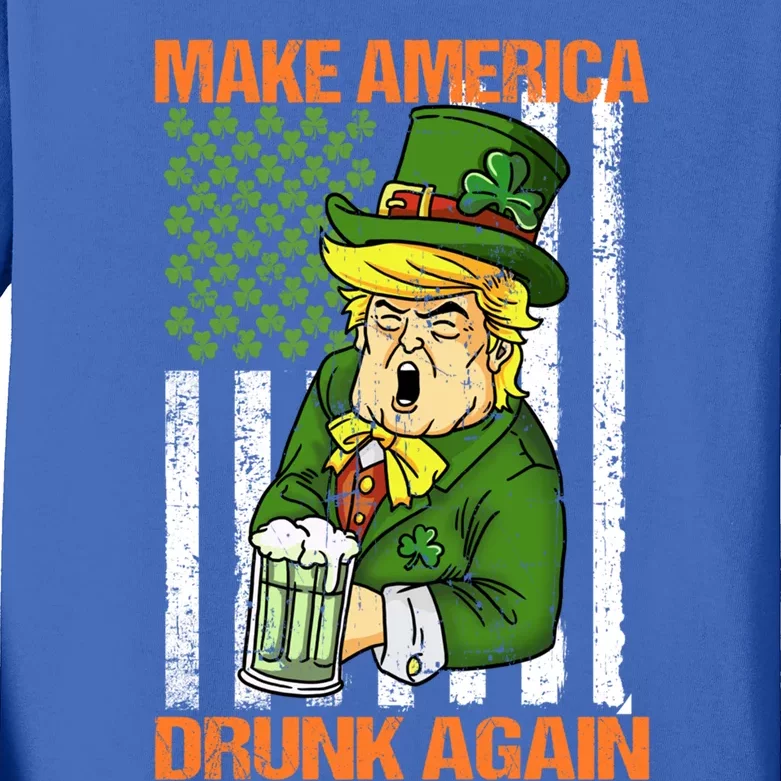 Funny Trump Make America Drunk Again Beer St Patricks Day Cute Gift Kids Long Sleeve Shirt