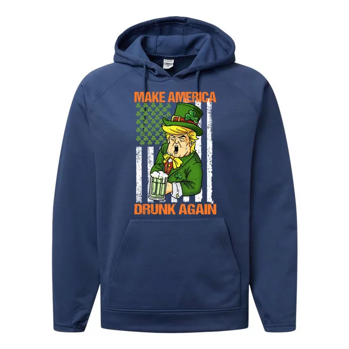 Funny Trump Make America Drunk Again Beer St Patricks Day Cute Gift Performance Fleece Hoodie