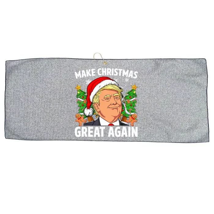 Funny Trump Make Christmas Great Again Ugly Sweater Xmas Large Microfiber Waffle Golf Towel