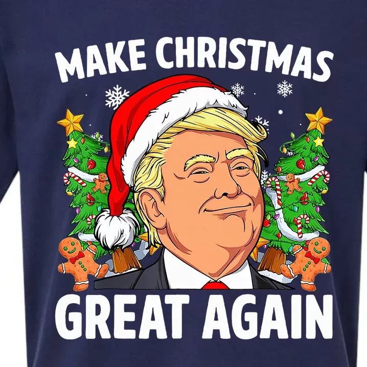 Funny Trump Make Christmas Great Again Ugly Sweater Xmas Sueded Cloud Jersey T-Shirt