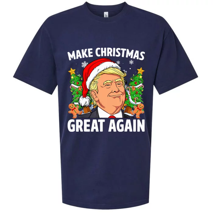 Funny Trump Make Christmas Great Again Ugly Sweater Xmas Sueded Cloud Jersey T-Shirt