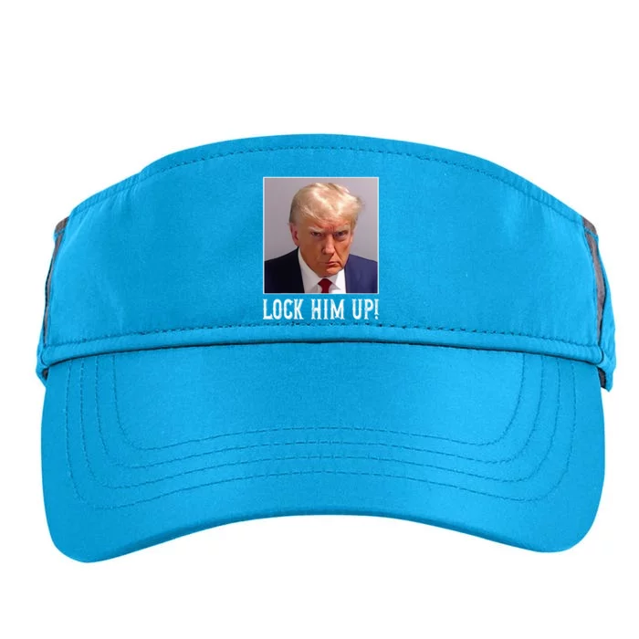 Funny Trump Mugshot Lock Him Up Adult Drive Performance Visor