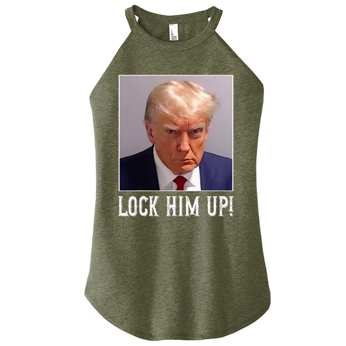 Funny Trump Mugshot Lock Him Up Women’s Perfect Tri Rocker Tank