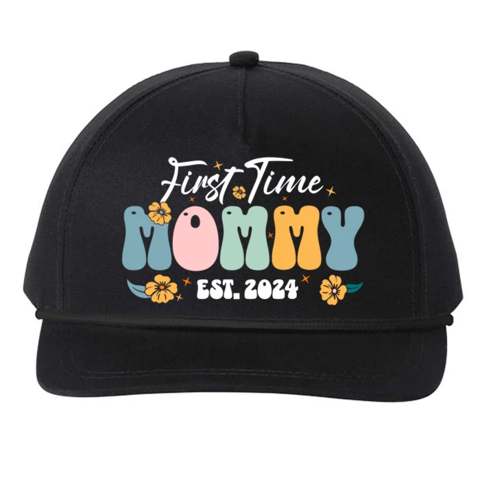 First Time Mommy Est 2024 New Mom Pregnancy Announcement Snapback Five-Panel Rope Hat