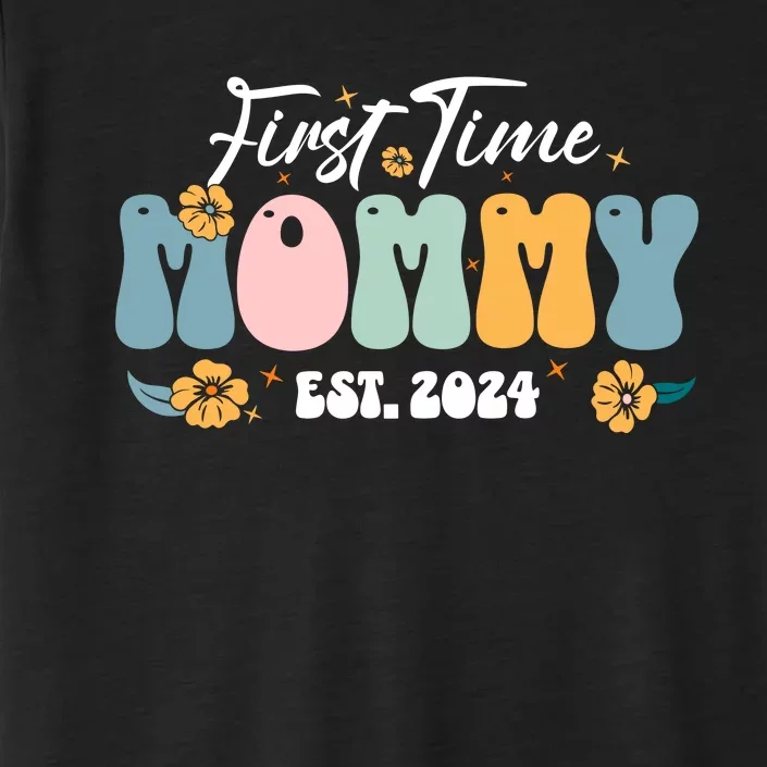 First Time Mommy Est 2024 New Mom Pregnancy Announcement ChromaSoft Performance T-Shirt