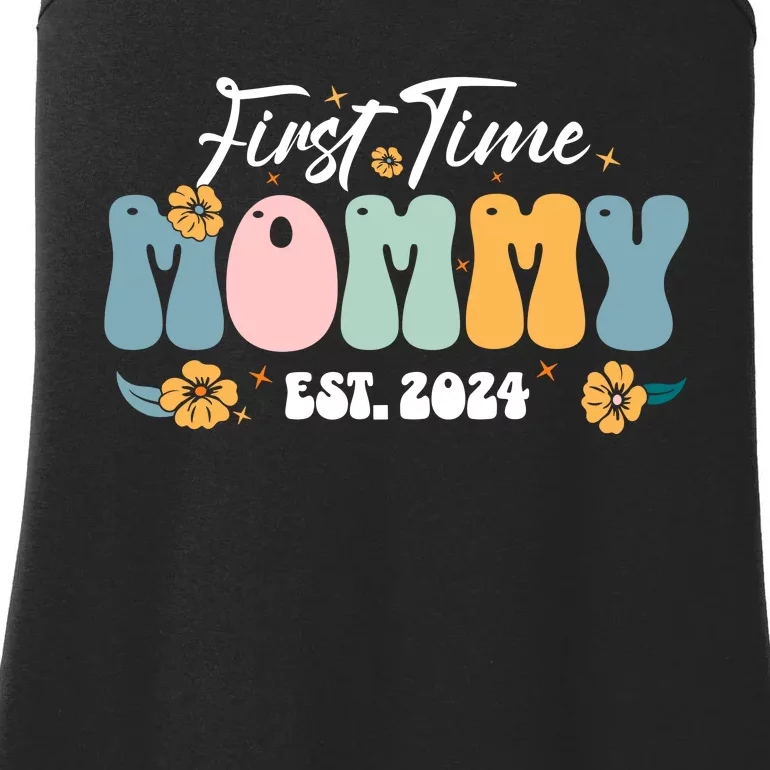 First Time Mommy Est 2024 New Mom Pregnancy Announcement Ladies Essential Tank