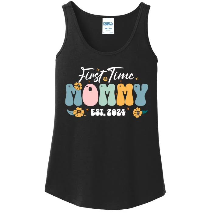 First Time Mommy Est 2024 New Mom Pregnancy Announcement Ladies Essential Tank