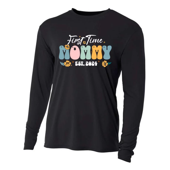 First Time Mommy Est 2024 New Mom Pregnancy Announcement Cooling Performance Long Sleeve Crew