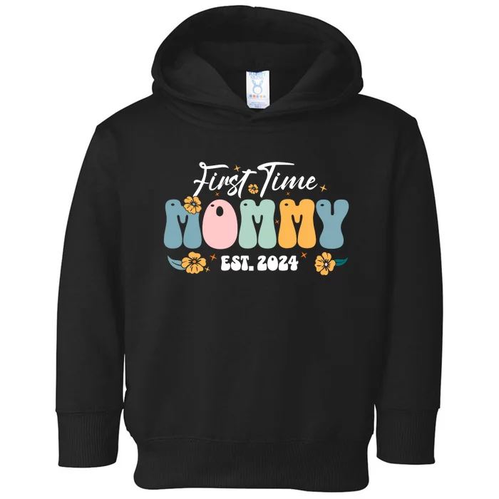 First Time Mommy Est 2024 New Mom Pregnancy Announcement Toddler Hoodie