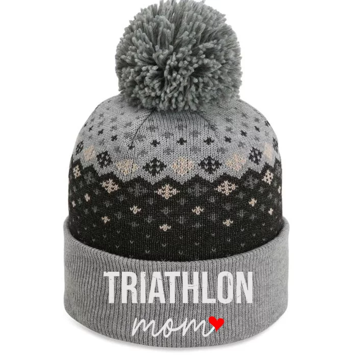 Funny Triathlon Mom Gift Cute Triathlon Mom Gift Gift The Baniff Cuffed Pom Beanie