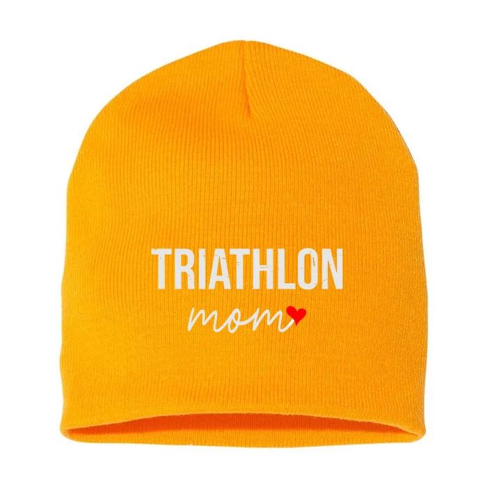 Funny Triathlon Mom Gift Cute Triathlon Mom Gift Gift Short Acrylic Beanie