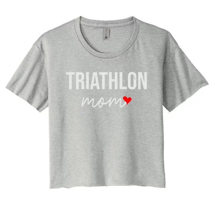 Funny Triathlon Mom Gift Cute Triathlon Mom Gift Gift Women's Crop Top Tee