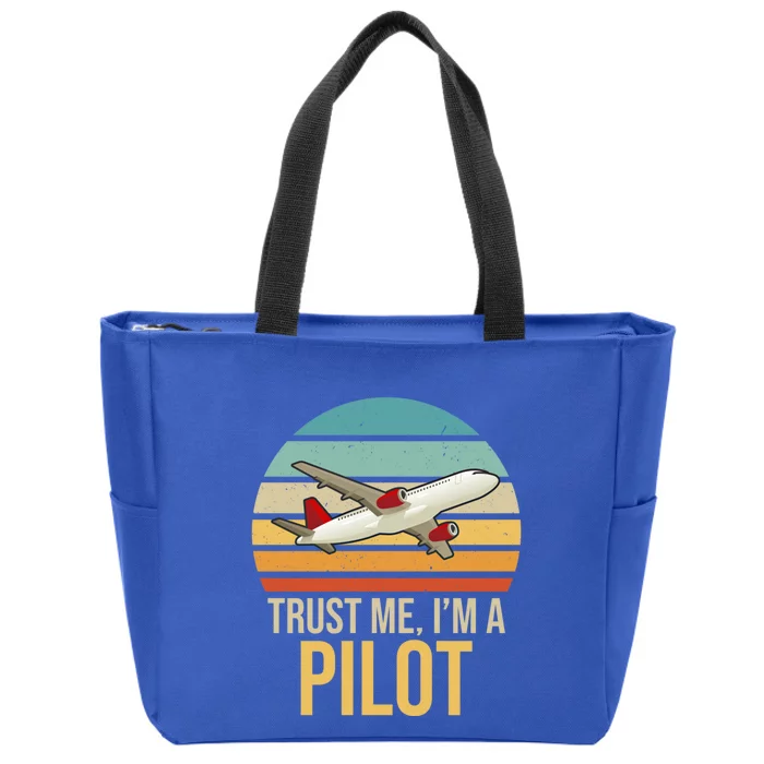 Funny Trust Me I Am A Pilot Retro Vintage Gift Zip Tote Bag