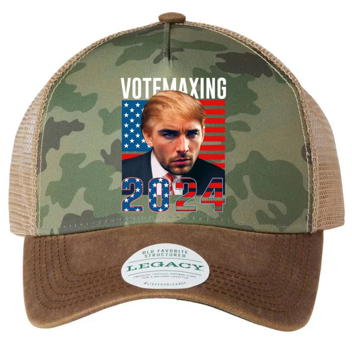 Funny Trump Male Model Vote Maxing 2024 Election Legacy Tie Dye Trucker Hat