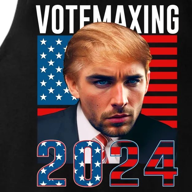 Funny Trump Male Model Vote Maxing 2024 Election Ladies Tri-Blend Wicking Tank