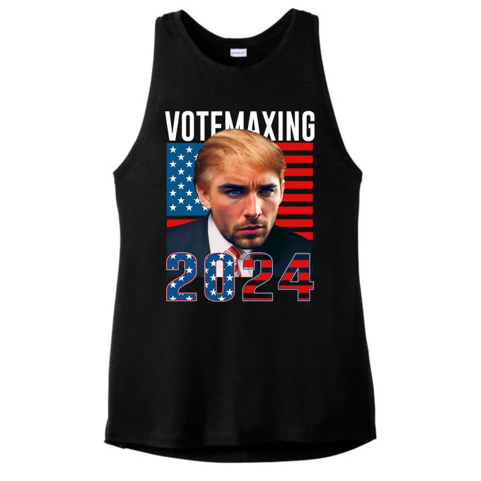 Funny Trump Male Model Vote Maxing 2024 Election Ladies Tri-Blend Wicking Tank