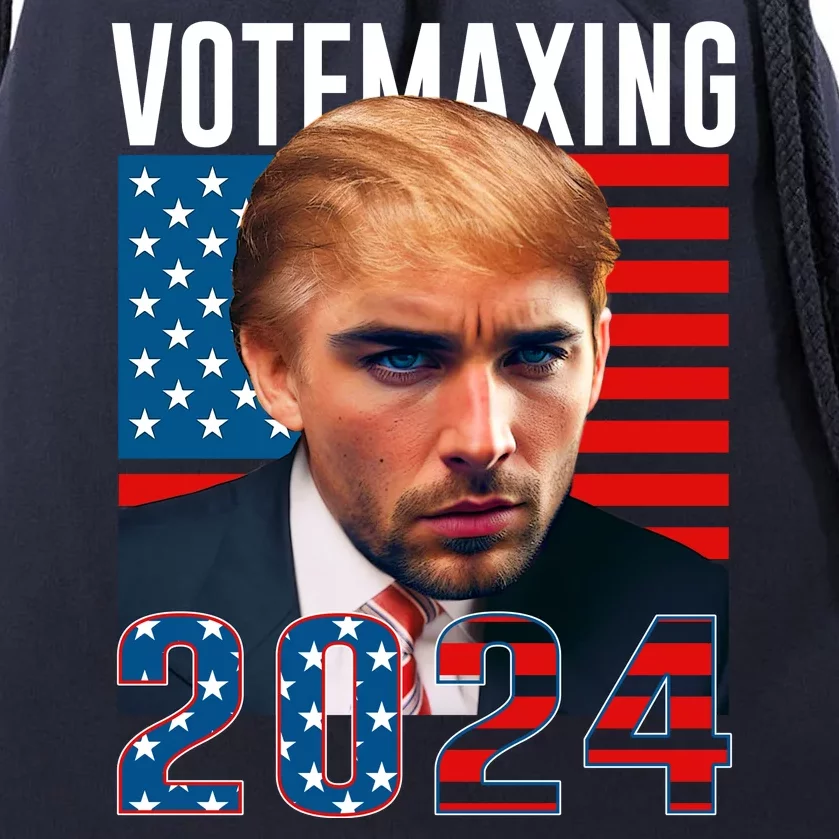 Funny Trump Male Model Vote Maxing 2024 Election Drawstring Bag