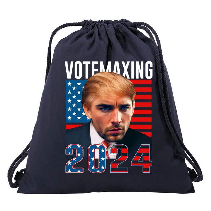 Funny Trump Male Model Vote Maxing 2024 Election Drawstring Bag