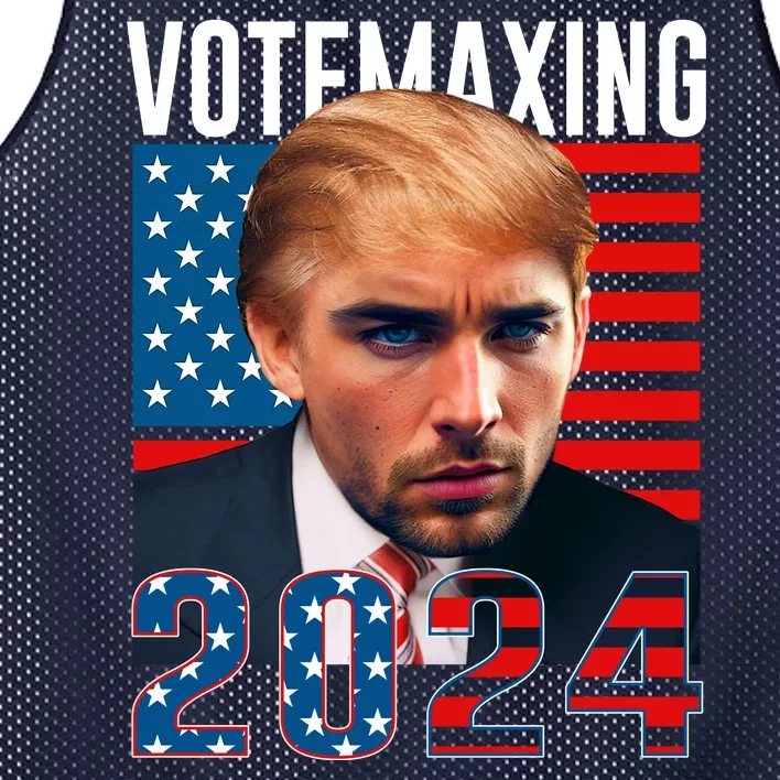 Funny Trump Male Model Vote Maxing 2024 Election Mesh Reversible Basketball Jersey Tank