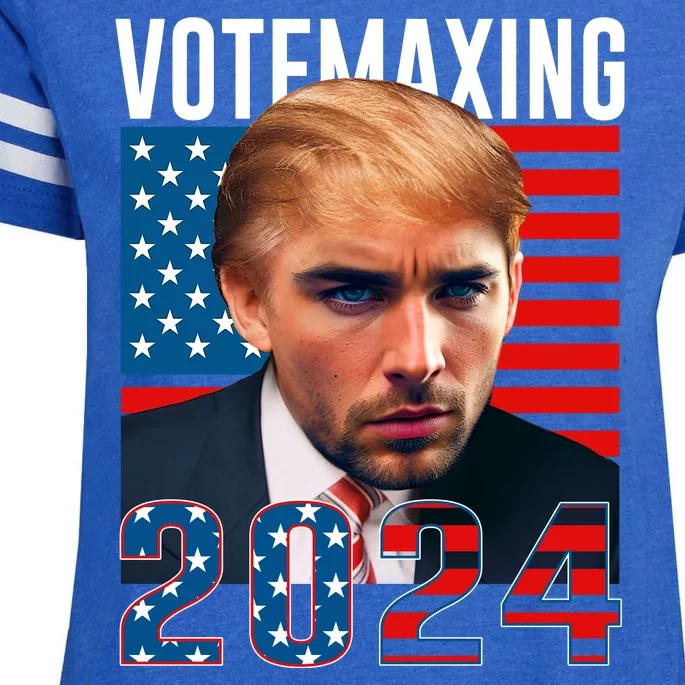 Funny Trump Male Model Vote Maxing 2024 Election Enza Ladies Jersey Football T-Shirt