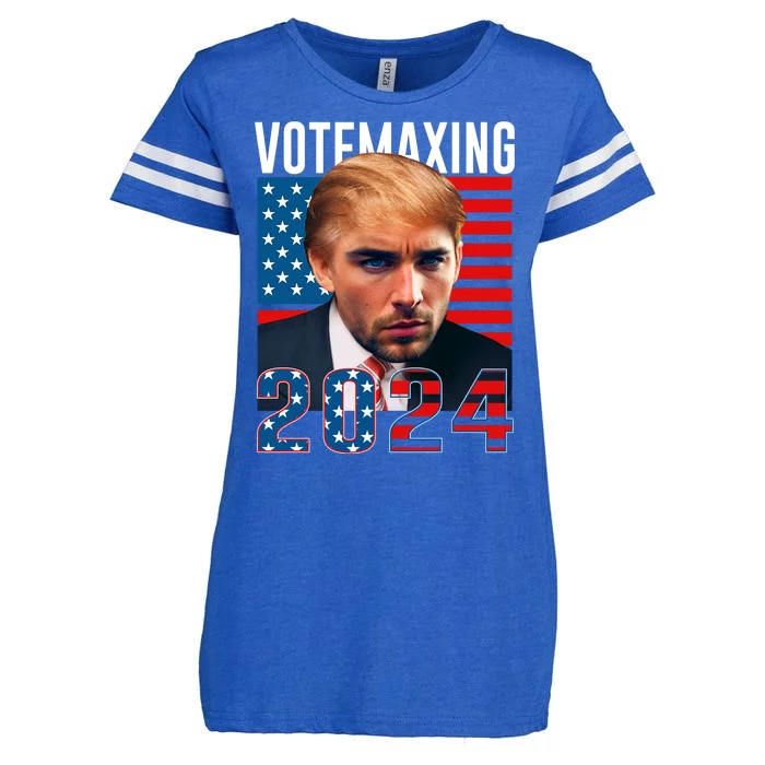 Funny Trump Male Model Vote Maxing 2024 Election Enza Ladies Jersey Football T-Shirt