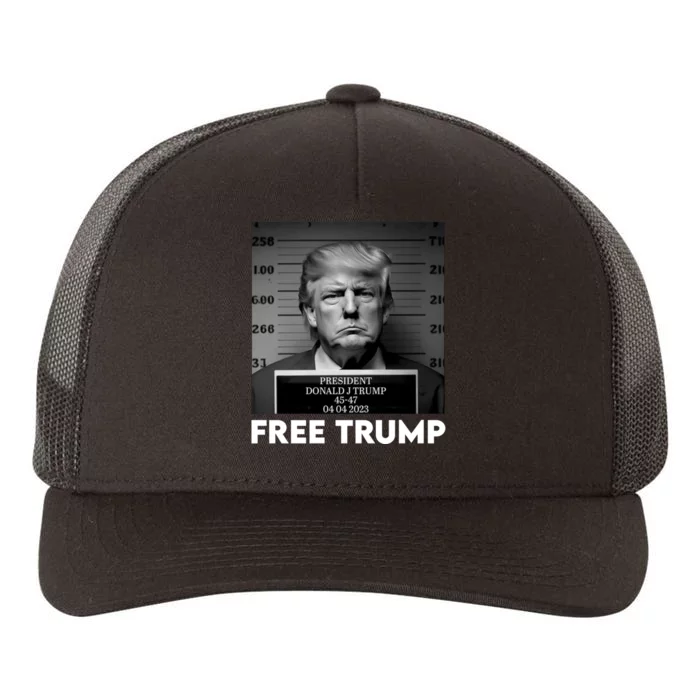 Free Trump Mug Shot Trump Not Guilty MugShot Yupoong Adult 5-Panel Trucker Hat